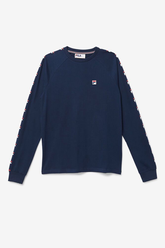 Fila T-Shirt Mens Navy Zubby Long Sleeve - Ireland 89354-KHLE